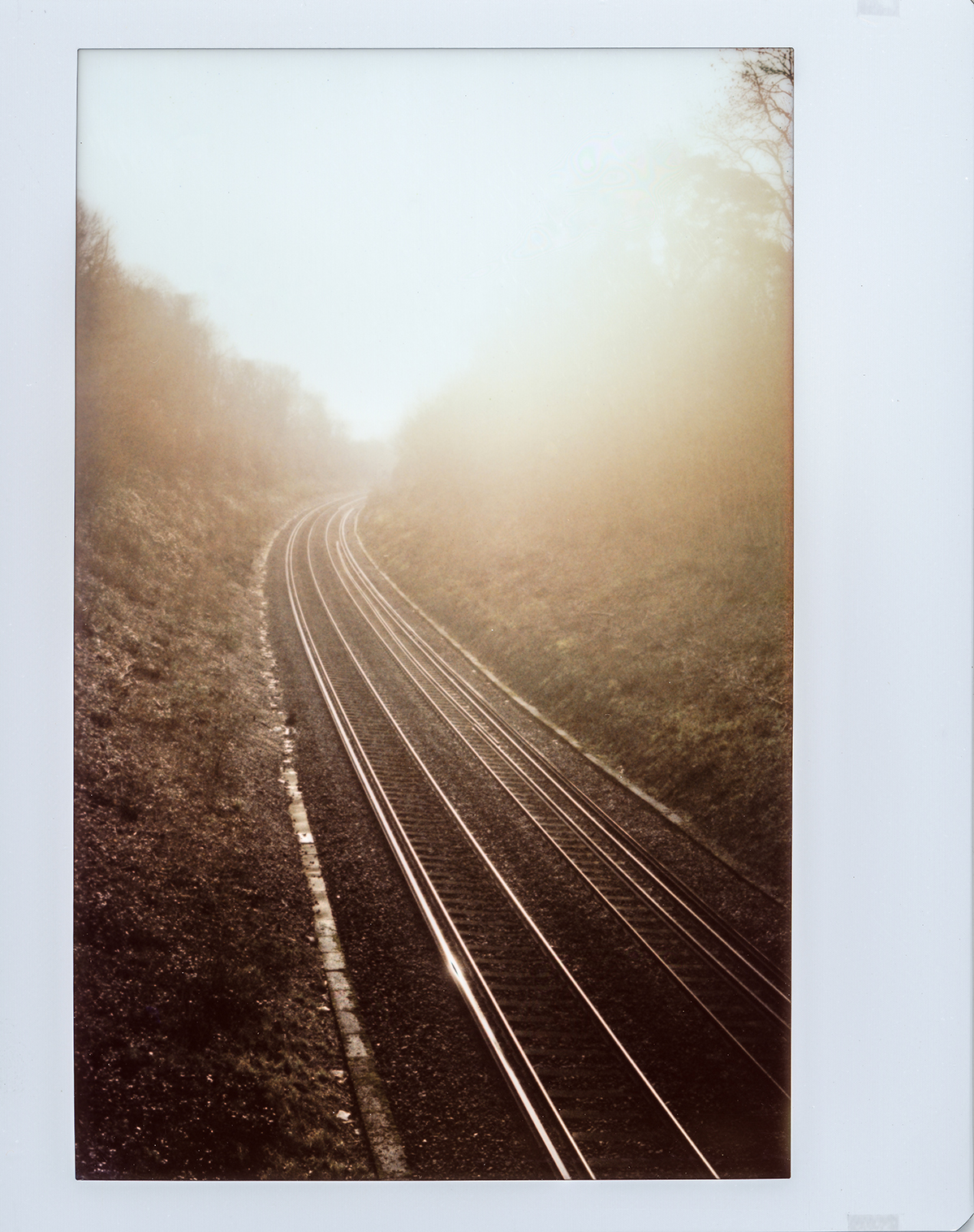 Golden railway line [Custom Polaroid 110A Instax Wide Conversion - Instax Wide Colour]